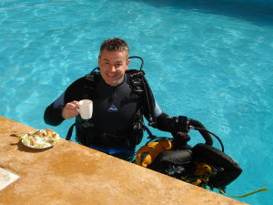All that coffee's gotta go somwhere - hence the grin
