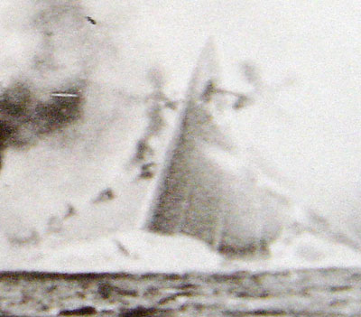Victoria's upturned near vertical hull with spinning propellors
