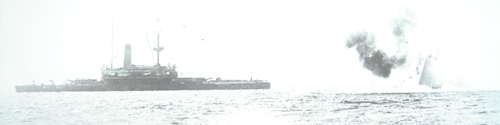 HMS Nile looks on as HMS Victoria shows her propellors